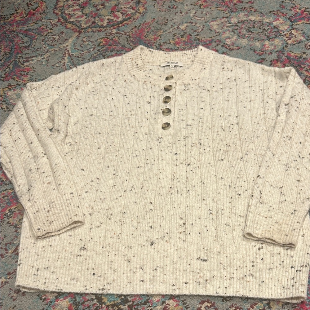 Madewell Cream Speckled Crew Neck Sweater